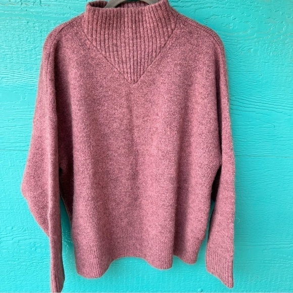 MADEWELL PLUS SIZE DILLON MOCK NECK ALPACA BLEND SWEATER SIZE XXL MAUVE PINK - Picture 2 of 6